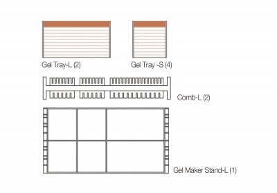 바이오마트, Gel Maker Set - L (AD216), 구성 : Gel Tray L (2매), Gel Tray S (4매), Comb-L (2개), Gel Maker Stand-L (1개)